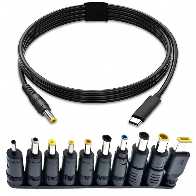 Кабель живлення для ноутбука з перехідниками 10в1 65W USB Type-C ... - изображение 1