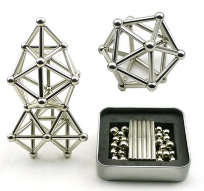 Магнітний конструктор Buckyballs n Buckybars, 64 деталі, магнітна... - изображение 1