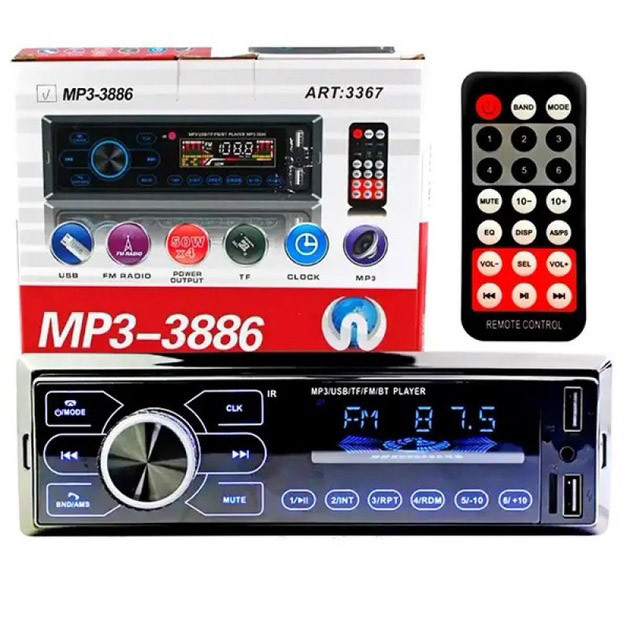 Автомагнітола з сенсорним дисплеєм MP3 3886 ISO 1DIN багатофункці... - изображение 1