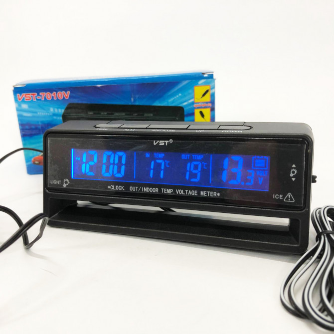Автомобільний годинник з термометром та вольтметром VST-7010V - изображение 1