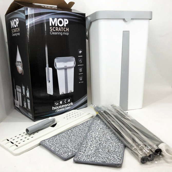 Швабра велика з відром комплект Scratch Cleaning Easy Mop з автом... - изображение 1