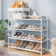 Полиця для взуття стелаж Shoe RACK 5 ярусів металева. Колір: біли...