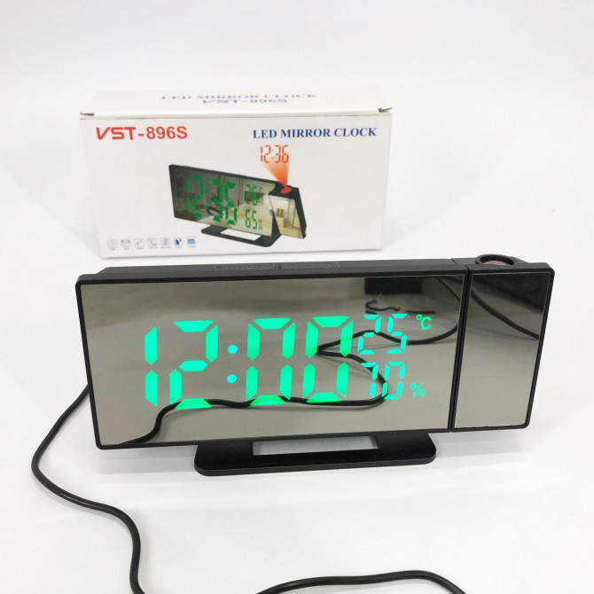 Годинник мережевий проекційний VST 896S-4 (зелений циферблат, тем... - изображение 1