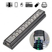 Розгалужувач USB HUB на 10 портів з активною зарядкою 220V, Розга...