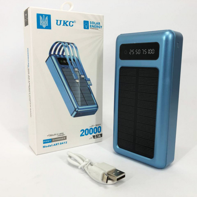 Портативний зарядний пристрій на 20000mAh, Power Bank на сонячній... - изображение 1