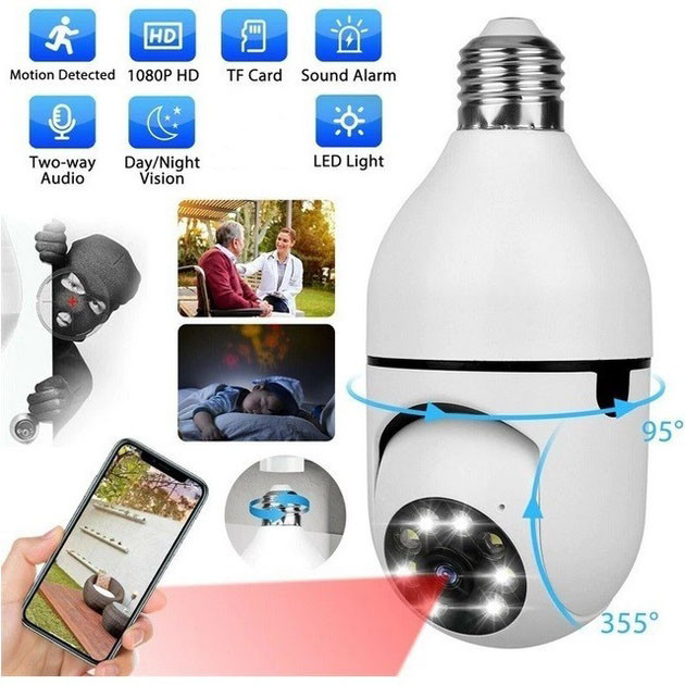 Камера відеоспостереження лампочка CAM L1 E27 WIFI IP 360/90 пово... - изображение 1