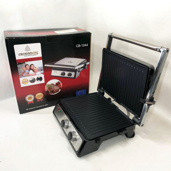 Контактний притискний електричний гриль Crownberg CB-1044 2000W - изображение 1