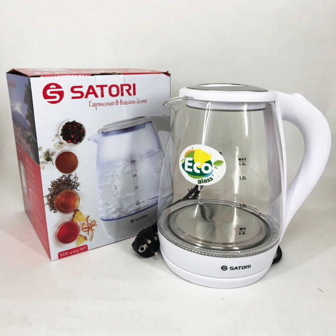 Електрочайник Satori SGK-4105-WT 1.8 л 1500 Вт, стильний електрич... - изображение 1