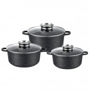 Набір каструль Gusto MARBLE GT-2404-22/24/26 6 предметів чорний