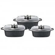 Набір каструль Gusto MARBLE GT-2504-22/24/26 6 предметів чорний