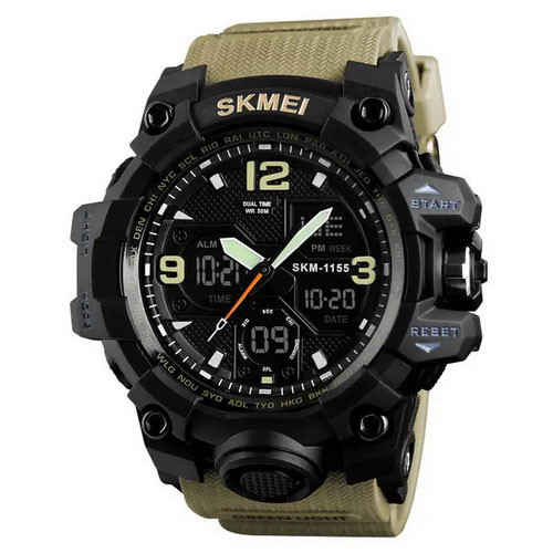 Годинник наручний чоловічий SKMEI 1155BKH KHAKI, водостійкий такт... - изображение 1