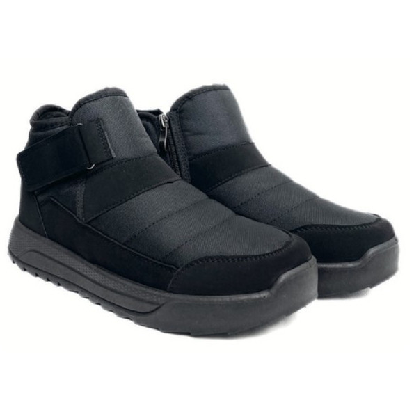 Теплі чоловічі черевики 37р 24см на липучці чорного кольору - изображение 1