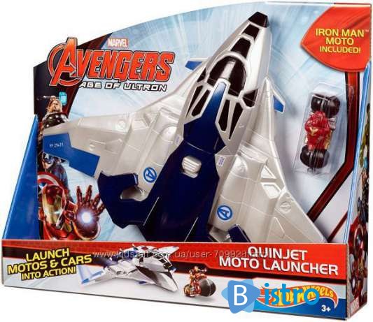 Набор Hot Wheels Marvel Avengers Age Of Ultron Quinjet Moto Launcher - изображение 1