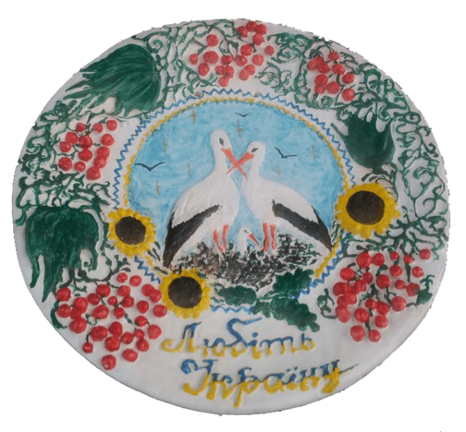 Декоративная настенная тарелка Аисты из высокопрочного гипса. - изображение 1